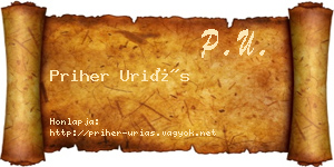 Priher Uriás névjegykártya